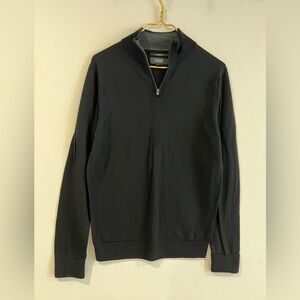 Nordstrom Men's Black 1/4 Zip-Up Sweater 100% merino wool black  M